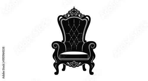 Ornate victorian style throne chair with carved details and upholstered seat