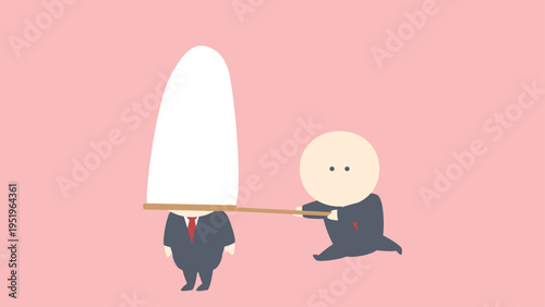 仕事のターゲットを網で捕獲するビジネスマン