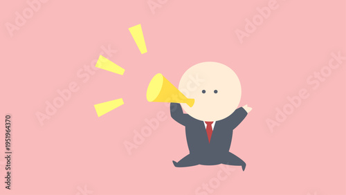 ビジネスイメージイラスト_メガホンを持っているビジネスマン