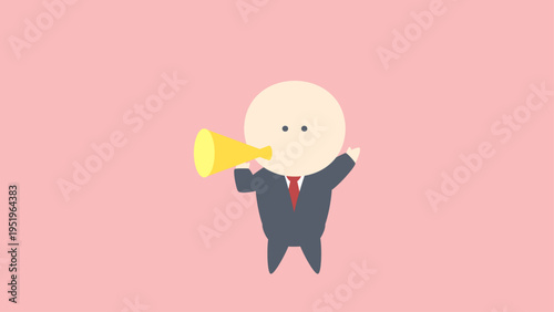 ビジネスイメージイラスト_メガホンを持っているビジネスマン