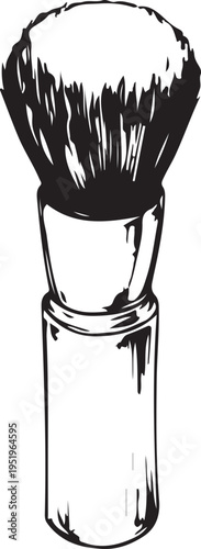 Brush for Makeup Hand-drawn Sketch Drawing Vector Illustration, Line Linear Symbol Black and White Engraving, Isolated