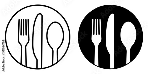 cutlery vector icon outline filled set