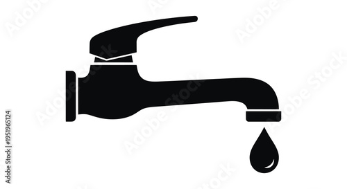 A black and white icon of a dripping faucet
