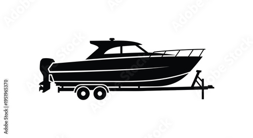Black silhouette of a boat on a trailer