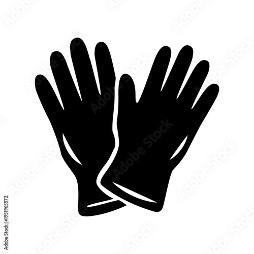 Black rubber cleaning gloves icon