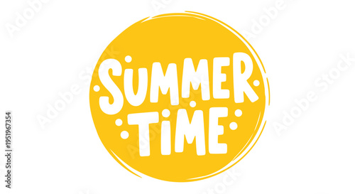 Summer time yellow circle icon vector