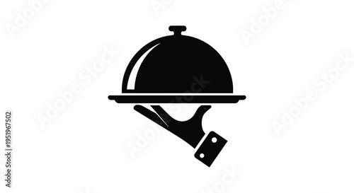 Black and white image of a covered serving dish on a wall mounted bracket