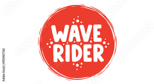 Vector wave rider logo, red circle with white text