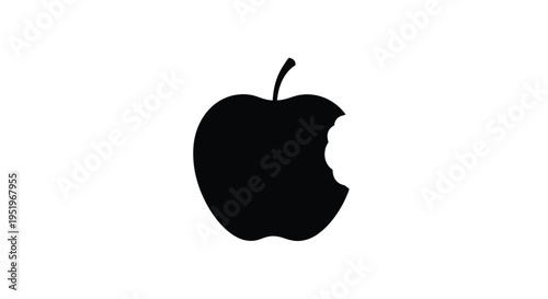 A black apple with a bite taken out iconic silhouette