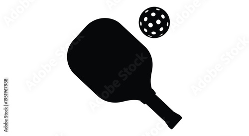 Pickleball paddle and ball silhouette
