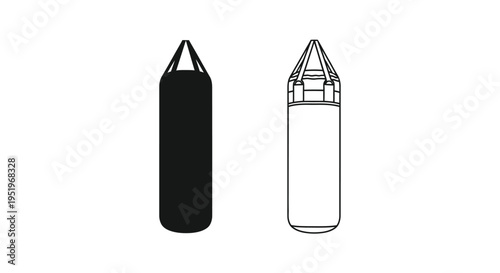 Two boxing bags one solid black and one outlined silhouette