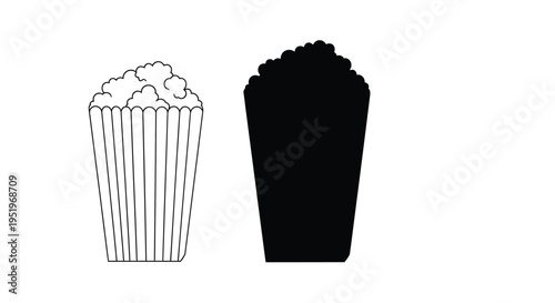 Two popcorn containers one white and one black a striking silhouette