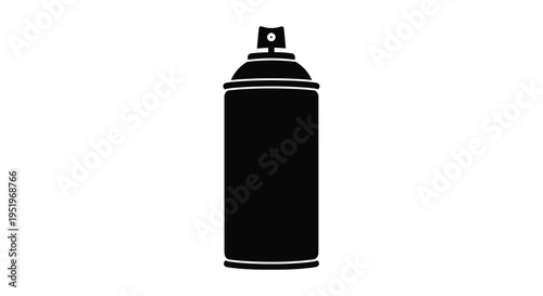 A black spray paint can depicted in stark silhouette