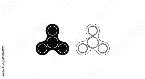 Two fidget spinner icons one solid and one outlined silhouette