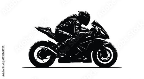 Motorcyclist in motion a silhouette of speed and adventure on a sleek bike