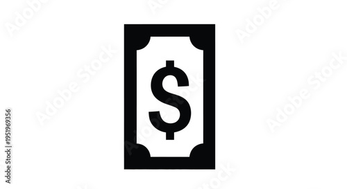Simple black rectangle with a dollar sign a stark silhouette