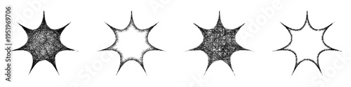 Sketch heptagram star shape design set