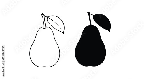 Two pears one outlined and one solid presented as a silhouette