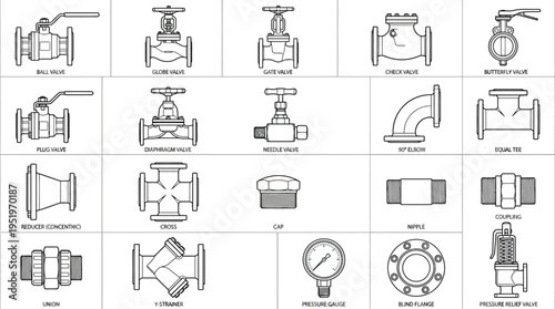 Collection of various industrial valve types and components.