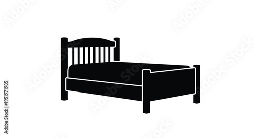 Black bed frame illustration depicting a simple bedroom silhouette