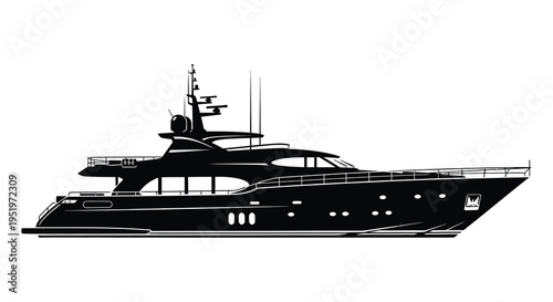 A sleek and modern luxury yacht sailing on calm waters