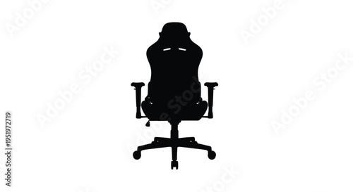 A black gaming chair isolated on a white background silhouette