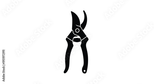 Black pruning shears isolated on a white background a striking silhouette