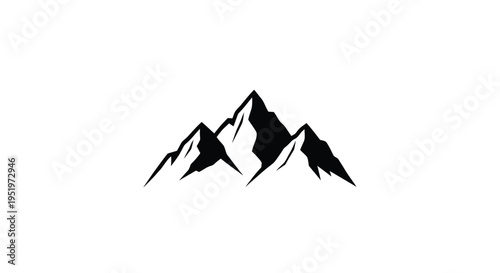 Dramatic mountain range scene with a striking black silhouette