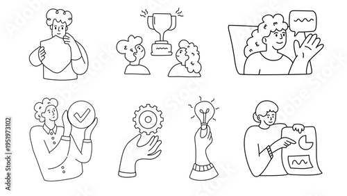 professional business workers managing security protocols and presenting data for corporate growth