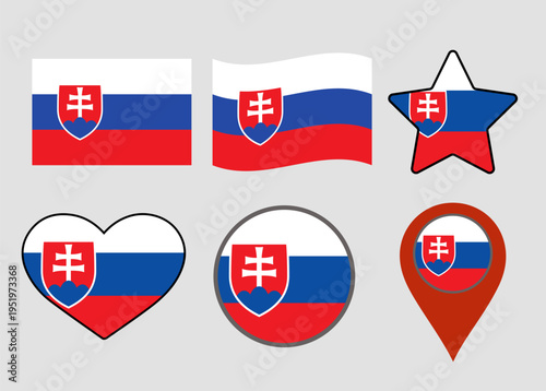 Photography slovakia flag set vector
Vector set of flags in various shapes round, star, wavy