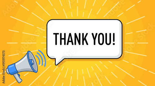 Gratitude expression with megaphone and speech bubble.