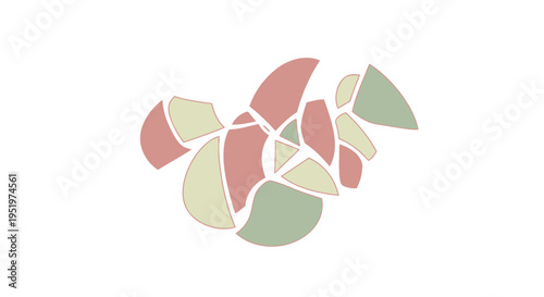 Vector mosaic turtle icon in pink, green and beige colors