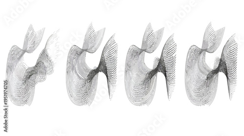 Abstract shapes consisting of gray lines and shaded areas on white background