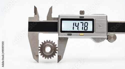Digital Caliper Measuring Precision Metal Gear for Quality Control and Engineering