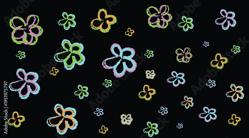 Vibrant neon flowers on a for creative design and decoration purposes