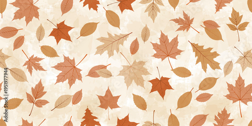 Autumn falling leafs vector pattern. Fall leaves seamless print