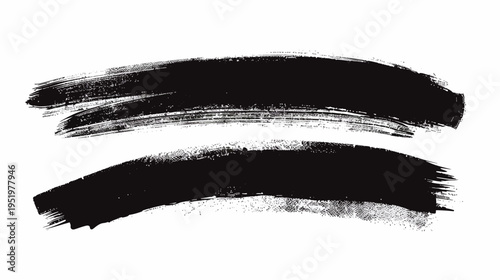 Two black horizontal brush strokes with rough edges on a white background