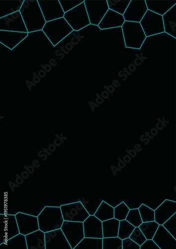 Abstract Cyan Polygonal Mesh on Black Background