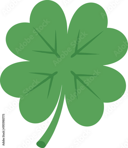 A green four-leaf clover on transparent background