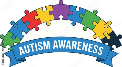 Autism Awareness Puzzle Arch Banner