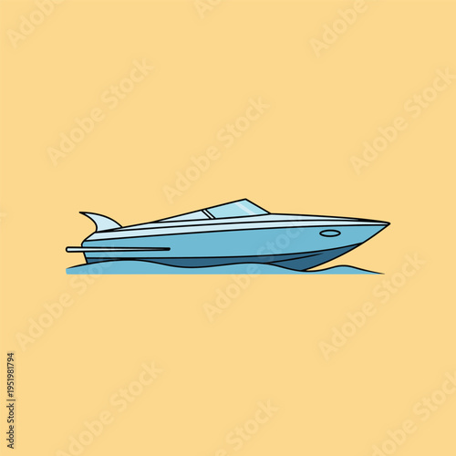 Speedboat watercraft vessel blue motorboat.