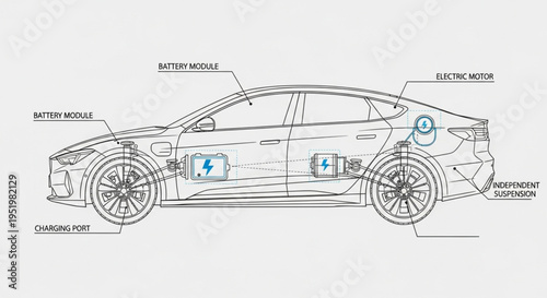 Electric Car Schematic Diagram Showing Components and Functionality.