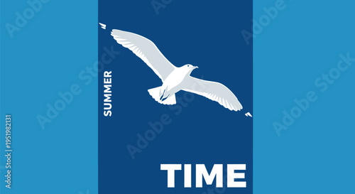 Vector summer time icon with seagull