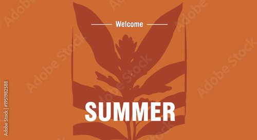 Summer welcome banner vector with leaf design