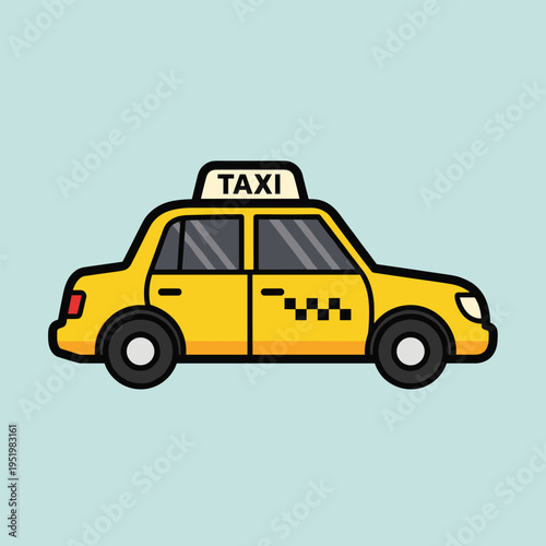 Yellow Taxi Car Side View.