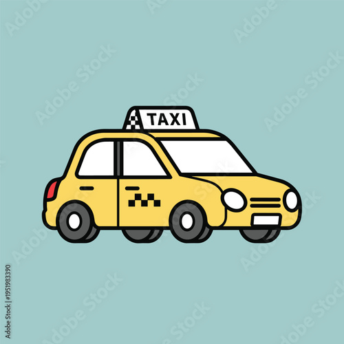 Yellow Taxi Car Side View.