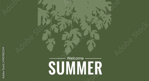 Vector summer welcome banner with leaf design