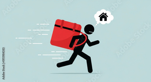 Fast Food Delivery Person Running with Red Bag.