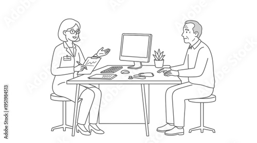 Doctor and Patient Discussing Healthcare Plan During a Medical Consultation in a Clinic Setting