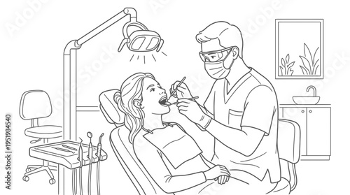 Professional dentist examining patient's teeth during routine dental check-up in a modern clinic